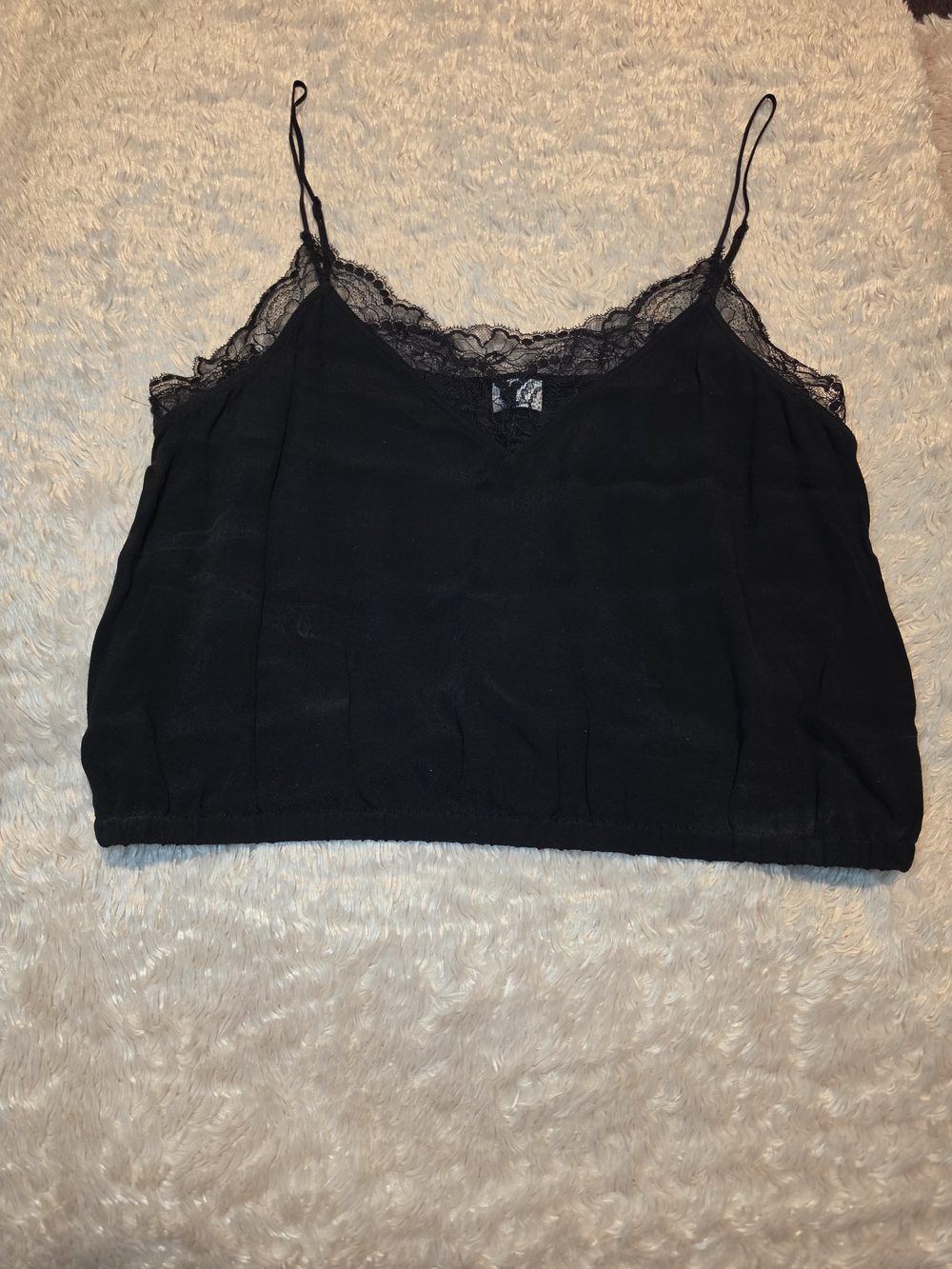 Wilfred Free Agyness Black Lace-Trim Slip Crop Top SIZE Med - Picture 2 of 5